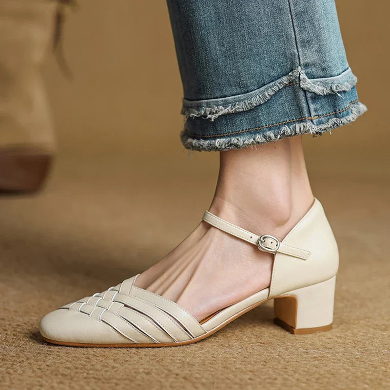 Genuine Leather Block Heels