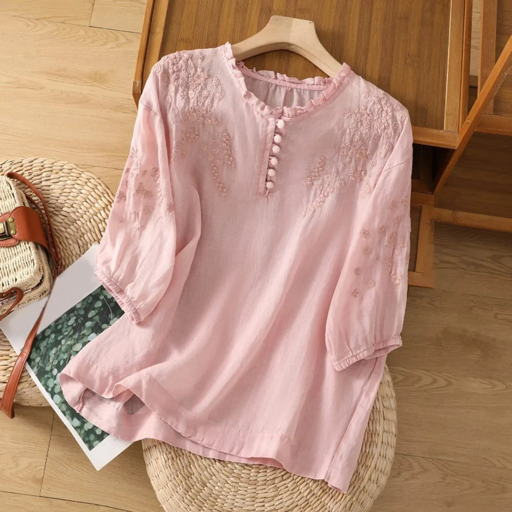 Floral Button-Front Blouse