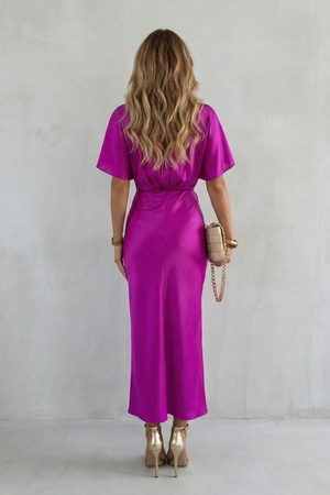 Knot Waist Elegance Satin Midi Dress