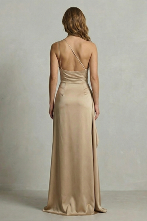 Liquid Satin One Shoulder Maxi Dress