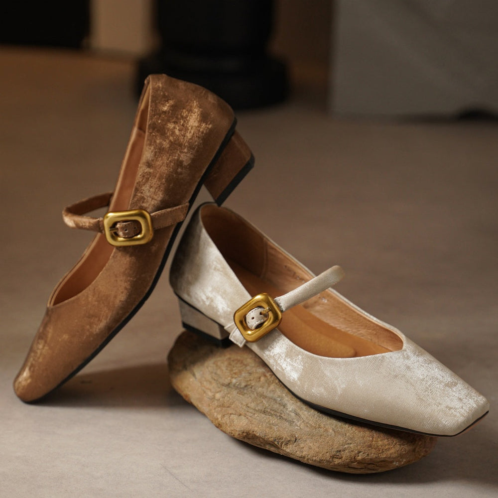 Velvet Block Heels
