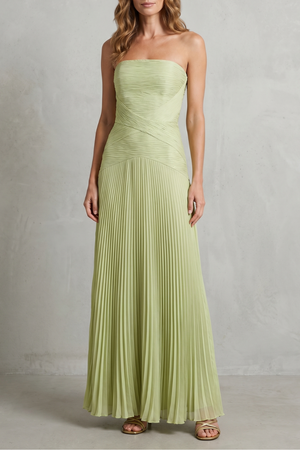 Pleated Strapless Elegance Maxi Dress