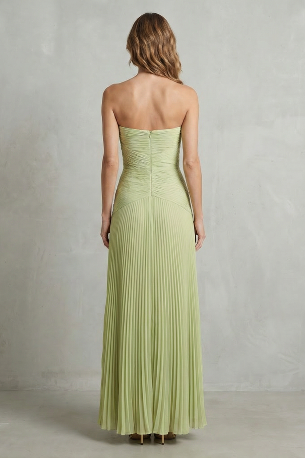 Pleated Strapless Elegance Maxi Dress