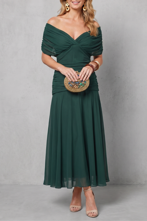 Draped Floral Flow Maxi Dress