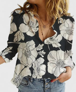 Linen Button-Down Shirt With Lapel Collar