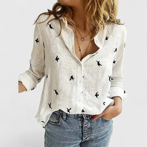 Linen Button-Down Shirt With Lapel Collar