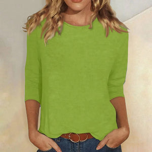 Crew Neck 3/4 Sleeve Casual Everyday Top