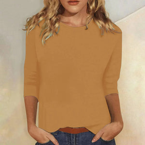 Crew Neck 3/4 Sleeve Casual Everyday Top
