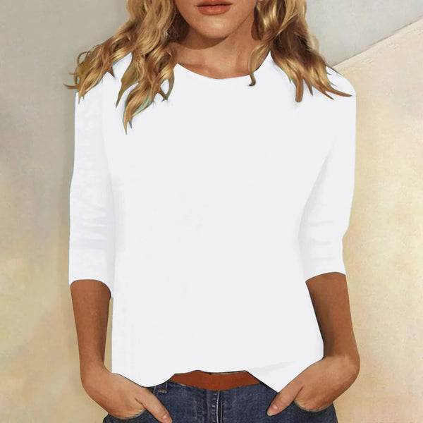 Crew Neck 3/4 Sleeve Casual Everyday Top