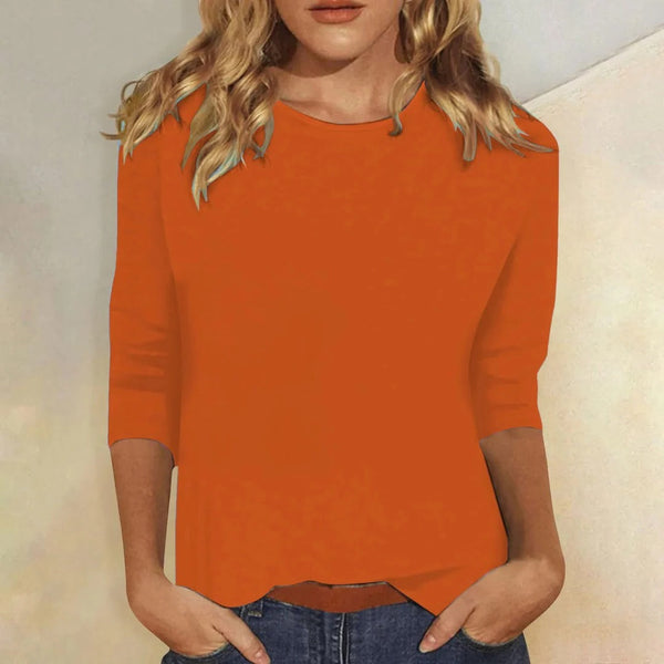 Crew Neck 3/4 Sleeve Casual Everyday Top