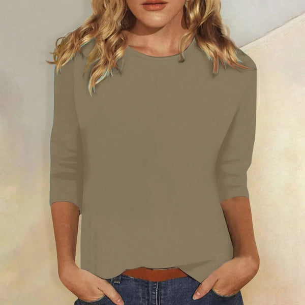 Crew Neck 3/4 Sleeve Casual Everyday Top