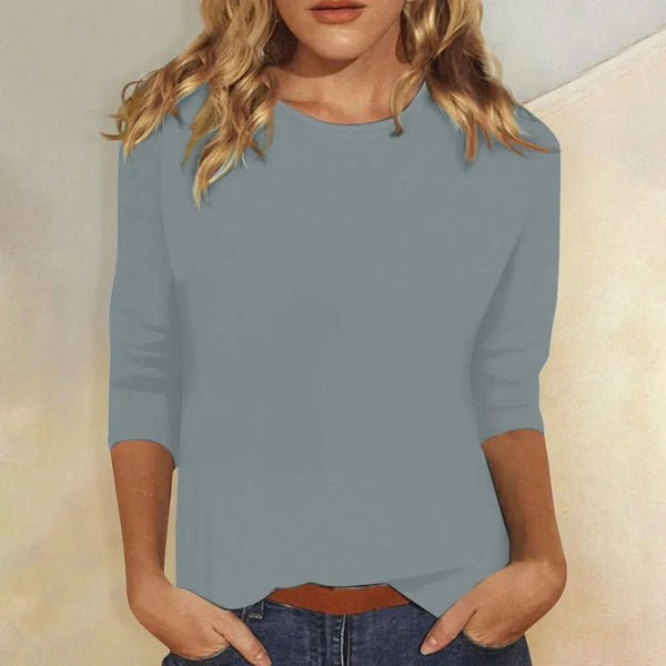 Crew Neck 3/4 Sleeve Casual Everyday Top