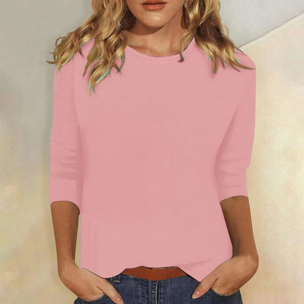 Crew Neck 3/4 Sleeve Casual Everyday Top