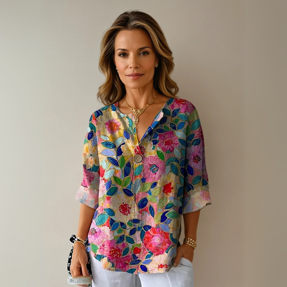 Chic Floral Wrap Blouse