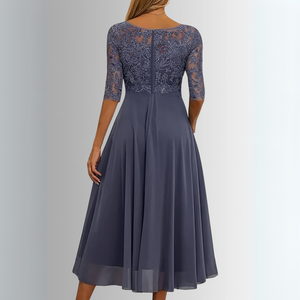 Embroidered Lace A-Line Midi Dress