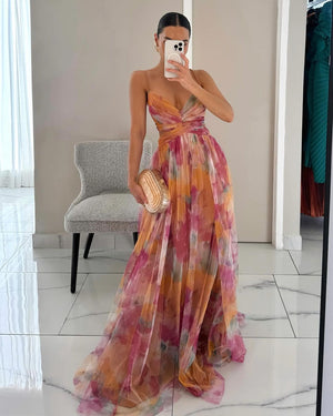 Floral A-Line Maxi Dress