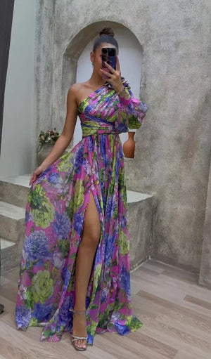 Floral One Shoulder Maxi Dress