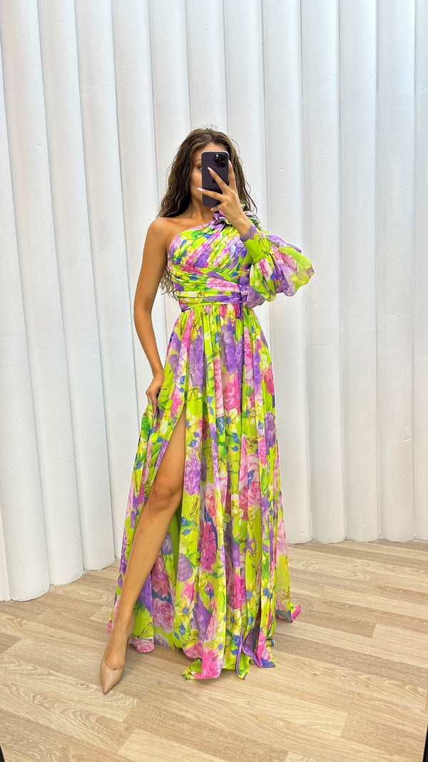 Floral One Shoulder Maxi Dress