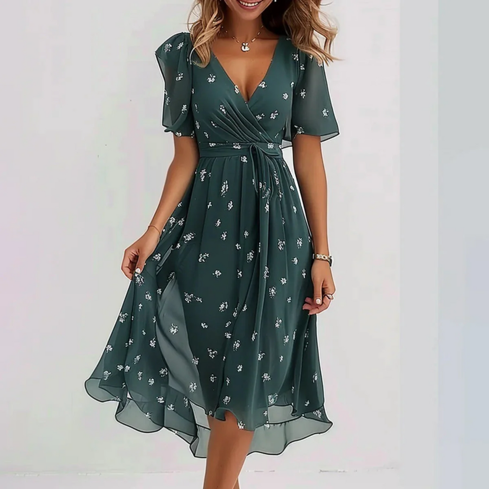 Floral Wrap Midi Dress