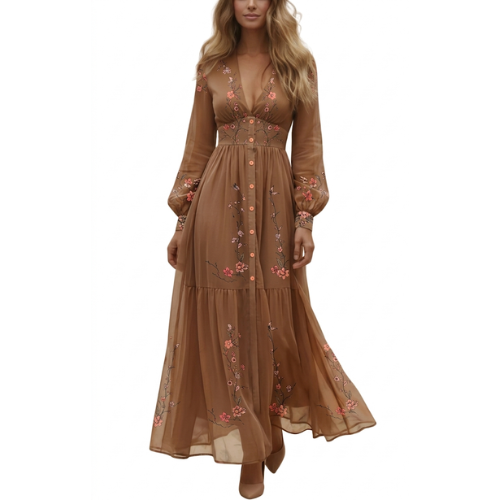 Long-Sleeve Boho Maxi Dress